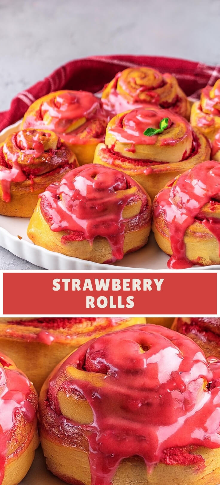 These Strawberry Rolls are a delightful treat combining soft, fluffy dough with a creamy strawberry and white chocolate filling, topped with a fresh strawberry glaze. The tangzhong roux ensures the dough stays moist and tender, while the roasted strawberry puree intensifies the flavor. A perfect balance of sweetness, richness, and fruitiness in every bite!